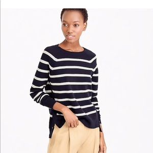 Striped crewneck sweater with side snaps